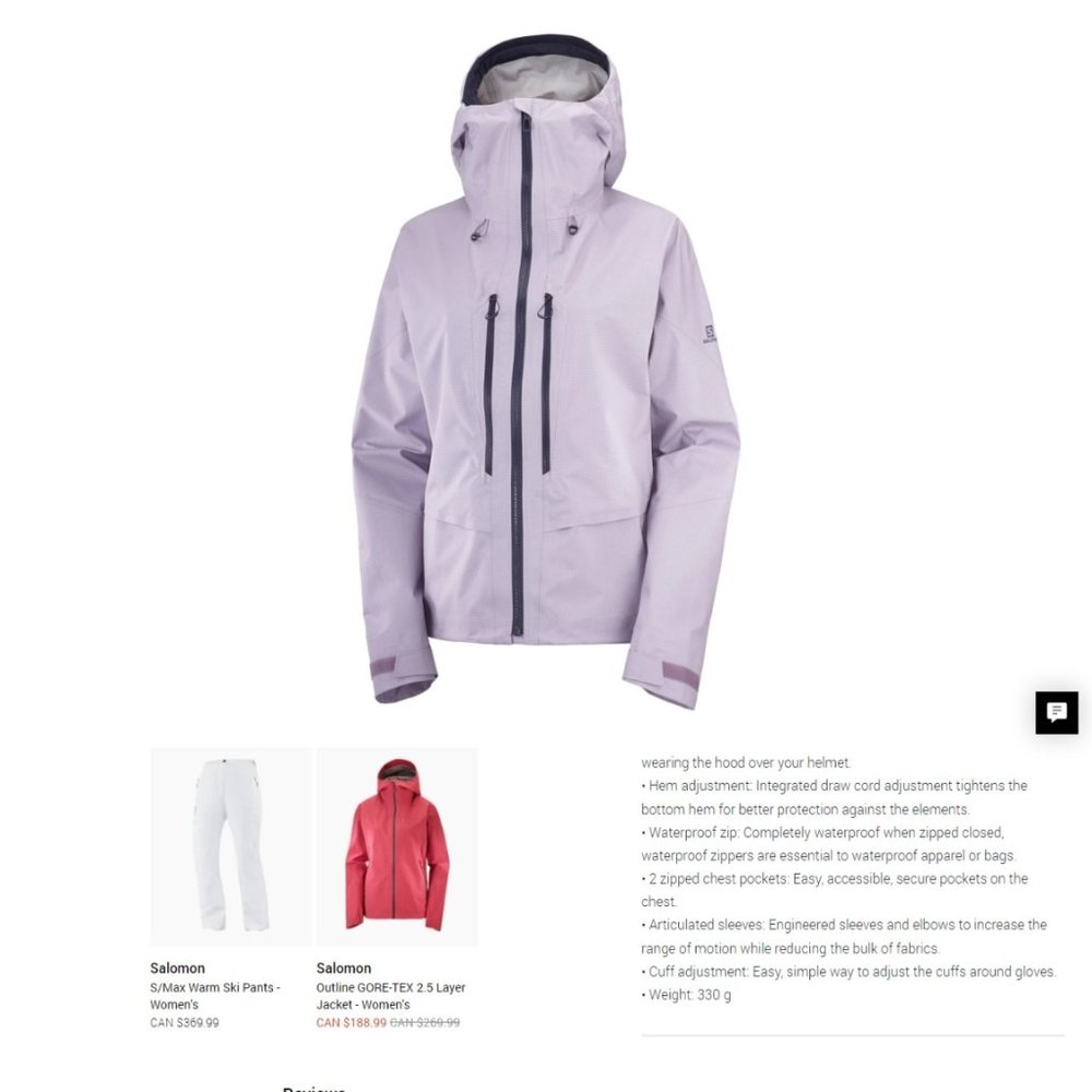 SALOMON OUTPEAK GORE-TEX 3L Shell Jacket BNWT New Womens